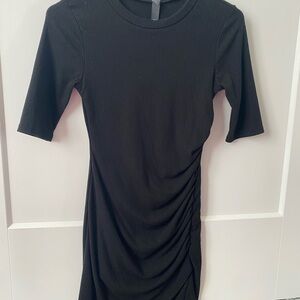 ALYA Black Ruched Dress